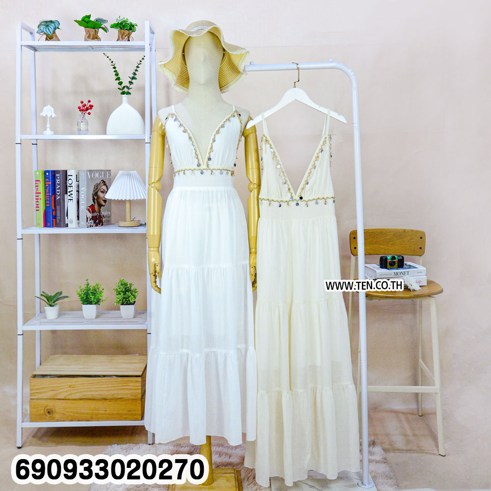 Summer Backless Tiered Resort Dress เดรสสายเดี่ยวเปิดหลัง แต่งระบายชั้น ลุคซัมเมอร์ - 690933020270 - Image 3