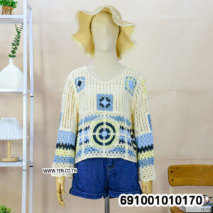 Boho Multicolor Crochet Knit Top เสื้อถักโครเชต์ผู้หญิงแขนยาว สไตล์โบโฮหลากสี - 691001010170 - Image 4