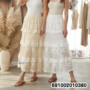 Boho Crochet Lace Long Skirt กระโปรงยาวลูกไม้ถักโครเชต์สไตล์โบโฮ - 691002010380