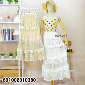 Boho Crochet Lace Long Skirt กระโปรงยาวลูกไม้ถักโครเชต์สไตล์โบโฮ - 691002010380 - Image 3