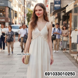Alternative view of Women's Romantic V-Neck Spaghetti Strap Maxi Dress เดรสยาวผู้หญิงคอวี สายเดี่ยว สไตล์หวานละมุน - 691033010250