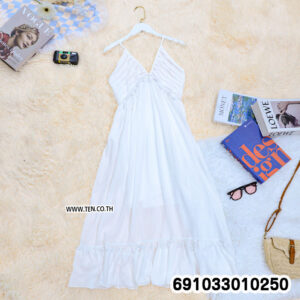 Women's Romantic V-Neck Spaghetti Strap Maxi Dress เดรสยาวผู้หญิงคอวี สายเดี่ยว สไตล์หวานละมุน - 691033010250 - Image 4